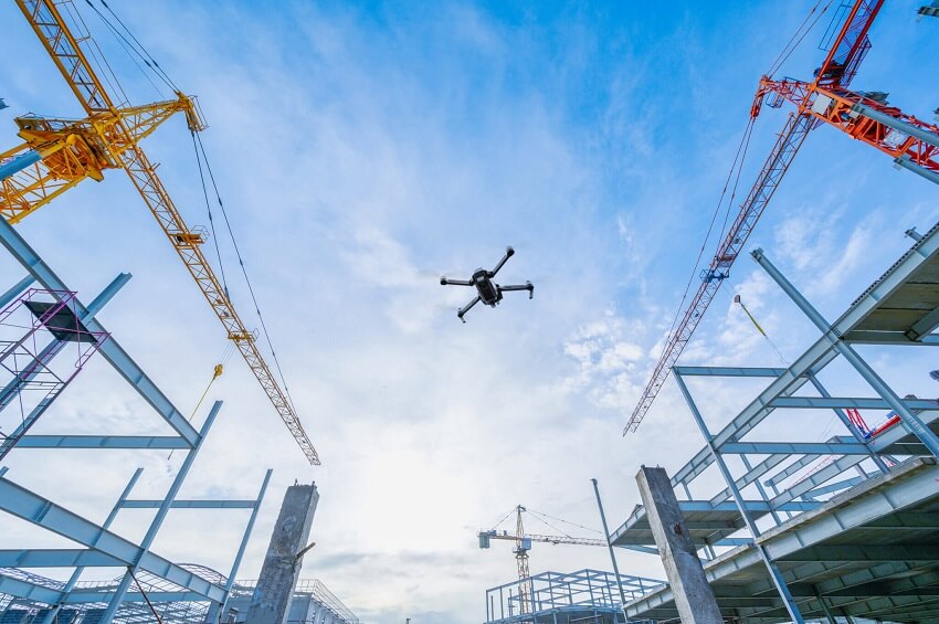 drone-over-construction-site-video-surveillance - webbingsolutions