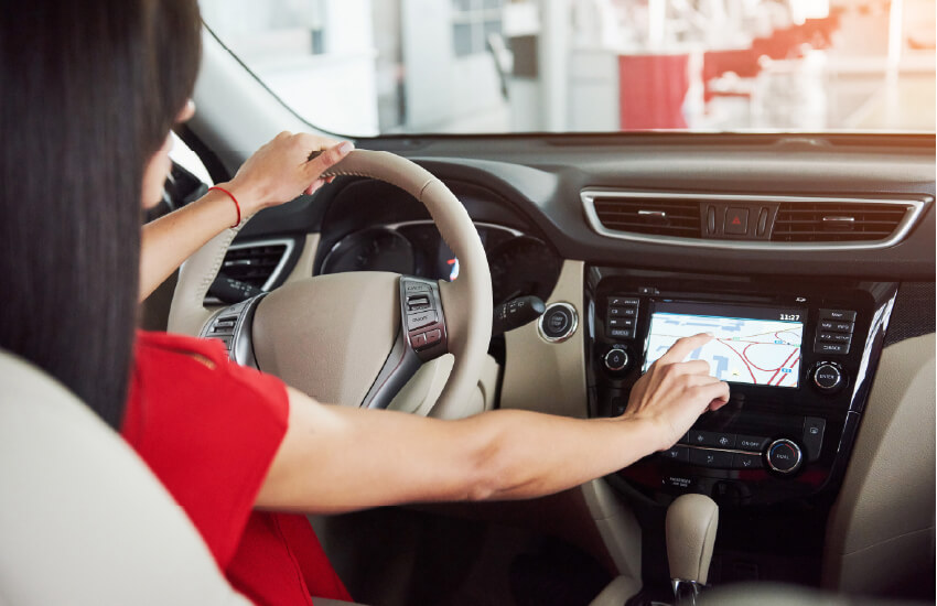 Cellular connectivity lets the car pull live traffic, incident reports, road closures, parking availability, charging station status, and other data.