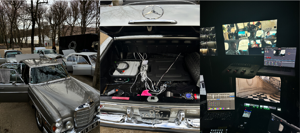 Octal streamed video from moving cars transporting VIPs from their hotels and palaces to the venue for Dior Fashion Week